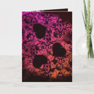 Rosa und Orange Grunge Damast Valentinstag Feiertagskarte