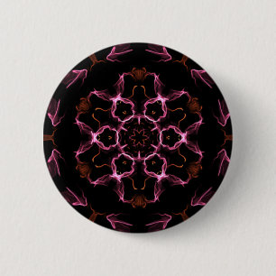 Rosa und Orange Mandala im schwarzen Hintergrund Button