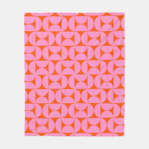 Rosa und orange Mitte des Jahrhunderts Modernes Mu Fleecedecke