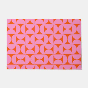 Rosa und orange Mitte des Jahrhunderts Modernes Mu Fußmatte