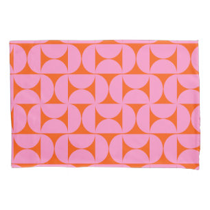 Rosa und orange Mitte des Jahrhunderts Modernes Mu Kissenbezug