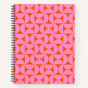 Rosa und orange Mitte des Jahrhunderts Modernes Mu Notizbuch