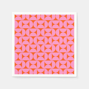 Rosa und orange Mitte des Jahrhunderts Modernes Mu Serviette