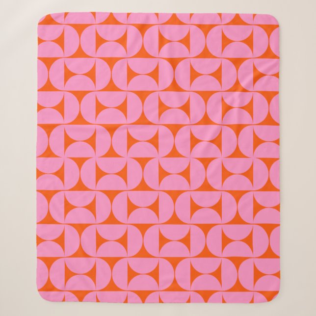 Rosa und orange Mitte des Jahrhunderts Modernes Mu Sherpadecke (Vorderseite)