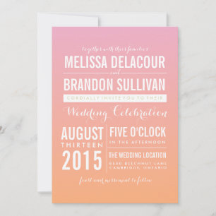 Rosa und orange Ombre Gradient Hochzeitseinladunge Einladung