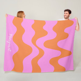 rosa und orange personalisierter Name Monogramm Fleecedecke