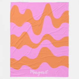 rosa und orange personalisierter Name Monogramm Fleecedecke