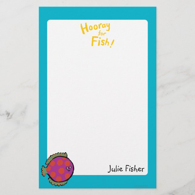 Rosa und Orange Polka-Dot-Fisch Briefpapier (Vorderseite)