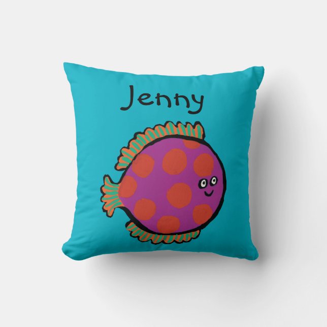 Rosa und Orange Polka-Dot Fisch Kissen (Vorderseite)