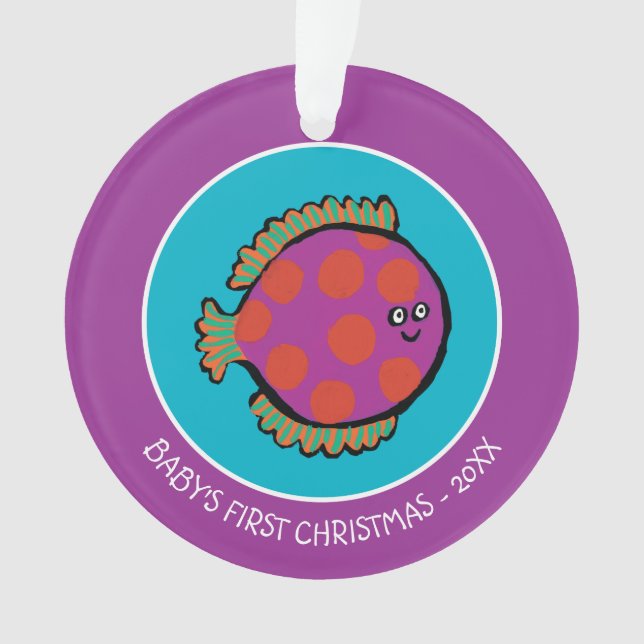 Rosa und Orange Polka-Dot Fisch Ornament (Vorderseite)