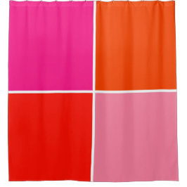 Rosa und orange Quadrate Duschvorhang