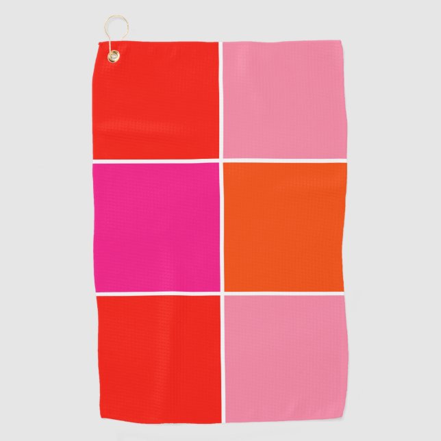 Rosa und orange Quadrate Golfhandtuch (Vorderseite)