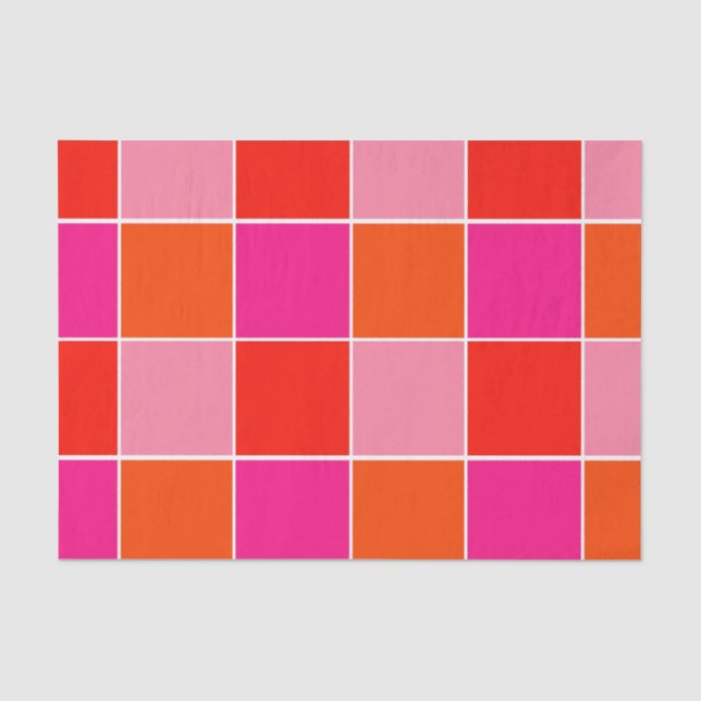 Rosa und orange Quadrate Seidenpapier (Vorderseite)