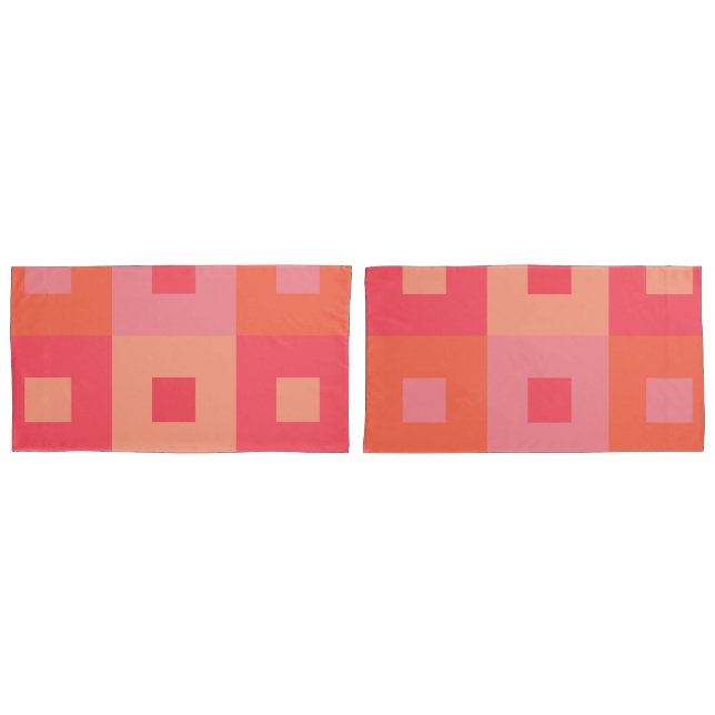 Rosa und orange Rechtecke Kissenbezug (Vorderseite-Set)