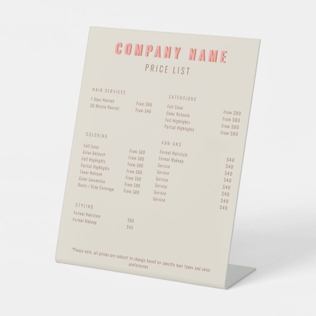 Rosa und orange Retro Typografie Kreativ Sockelschild (Vorderseite)