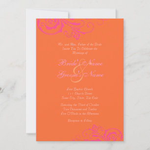 Rosa und orange-schicke Hochzeitseinladung Einladung