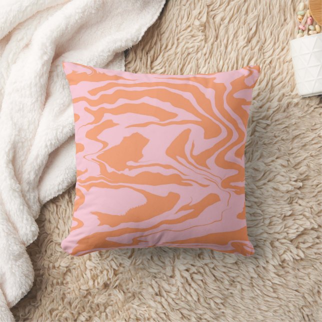 Rosa und orange Tiger Streifen Kissen (Decke)