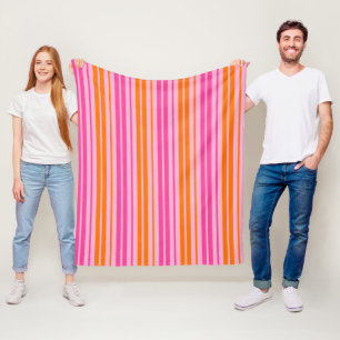 Rosa und orange vertikal gestreift Design Fleecedecke