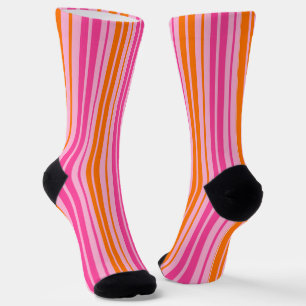 Rosa und orange vertikale Streifen Design Socken