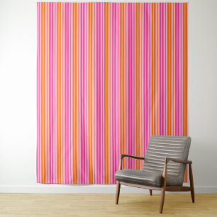 Rosa und orange vertikale Streifen Design Wandteppich