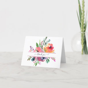 Rosa und orange Wasserfarbe floral personalisiert Dankeskarte
