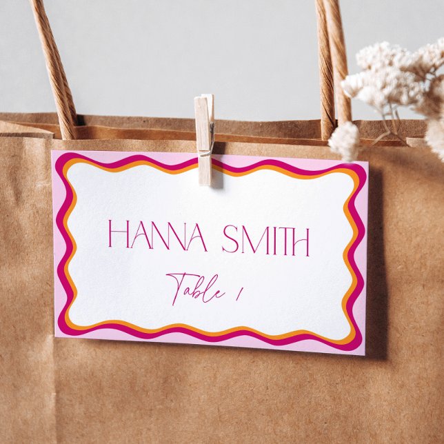 Rosa und orange weiße Grenzsitze Platzkarte (Von Creator hochgeladen)