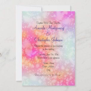 Rosa und orangefarbene abstrakte Aquarell-Hochzeit Einladung