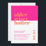 Rosa und orangefarbene Ältere, weiser, heißer Gebu Einladung<br><div class="desc">Feiern Sie 30 stilvoll mit unserer kühlen und trendigen Einladung "Older, Wiser, Hotter" zum 30. Geburtstag. Dieses auffallende minimalistische Design mit einem beeindruckenden, rosa Hintergrund verleiht Ihrem Meilenstein eine Touch an Eleganz. Unsere sorgfältig ausgearbeitete Einladung zeigt, wie wichtig es ist, mit Zuversicht und Anmut in ein neues Jahrzehnt einzutreten. Die...</div>