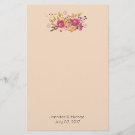 Rosa und orangefarbene Blume Bouquet auf Peach Hin Briefpapier