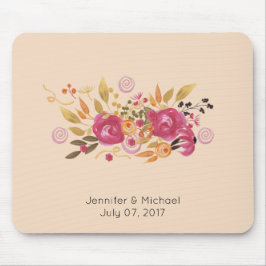 Rosa und orangefarbene Blume Bouquet auf Peach Hin Mousepad