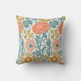 Rosa und orangefarbene Blume, Vintage grafische Ku Kissen