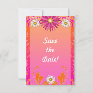 Rosa und orangefarbene Blütenhochzeit Save The Date