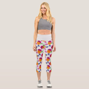 Rosa und orangefarbene Capri-Leggings Capri Leggings