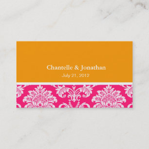 Rosa und orangefarbene elegante Damaskus Business  Visitenkarte
