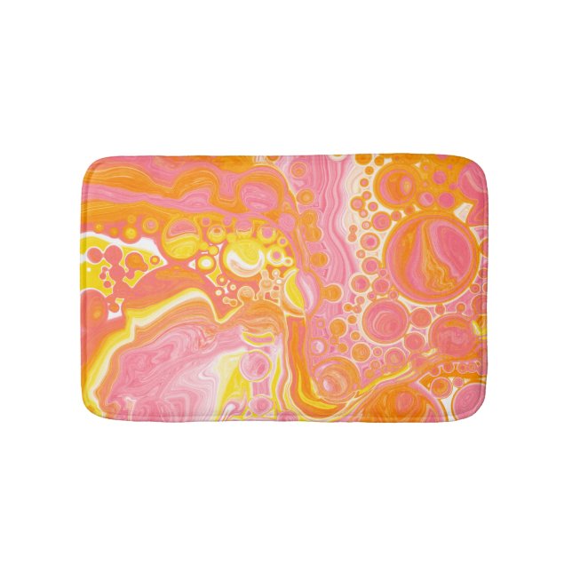 Rosa und orangefarbene Flüssigkeiten Kunst Badematte (Vorderseite)