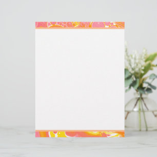 Rosa und orangefarbene Flüssigkeiten Kunst Briefbogen
