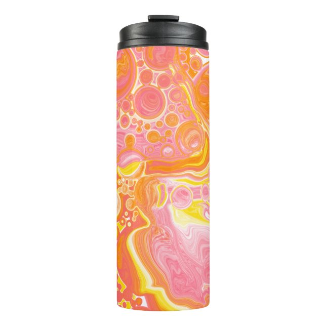 Rosa und orangefarbene Flüssigkeiten Kunst Thermosbecher (Vorderseite)