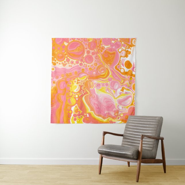 Rosa und orangefarbene Flüssigkeiten Kunst Wandteppich (Beispiel)