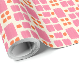 Rosa und orangefarbene Formen auf einer Creme Geschenkpapier
