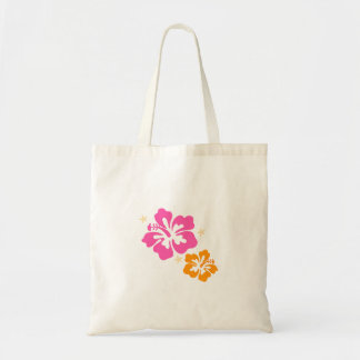 Rosa und orangefarbene Hibiskus Blume Tasche