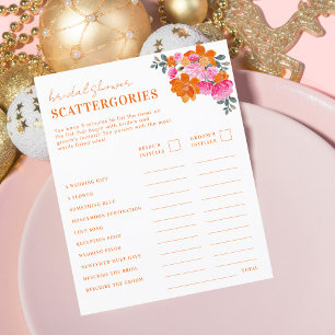 Rosa und orangefarbene Kategorien Brautparty Game