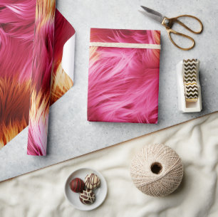 Rosa und orangefarbene Kunstmonsterfelltextur Geschenkpapier