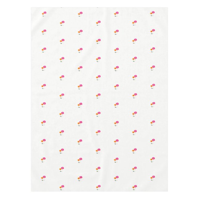 rosa und orangefarbene Mohn mit Stamm Tischdecke (Vorderseite)