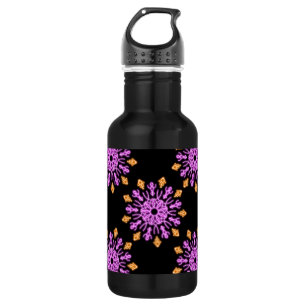 Rosa und orangefarbene Neonblume Edelstahlflasche