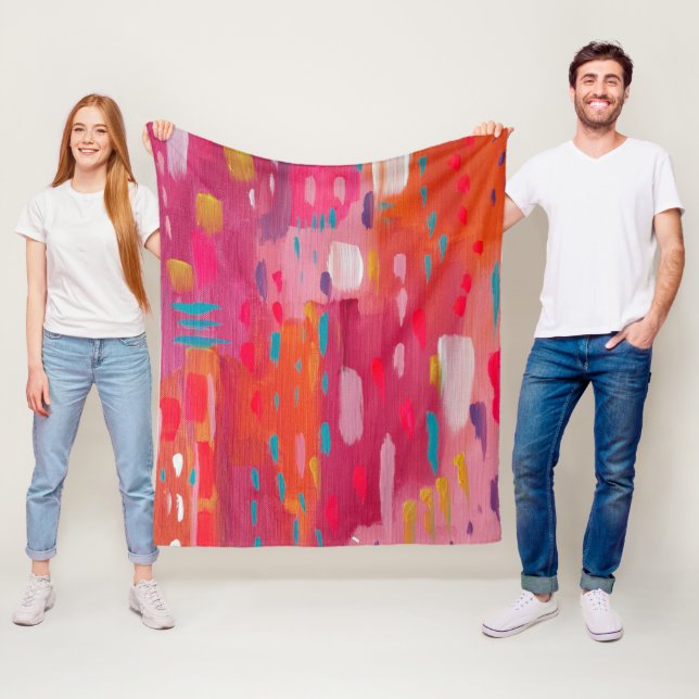 Rosa und orangefarbene Pinselstriche Abstrakt Fleecedecke (Beispiel)