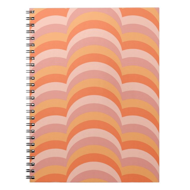 Rosa und orangefarbene Retro-Muster Notizblock (Vorderseite)