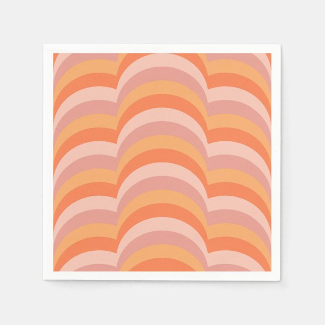 Rosa und orangefarbene Retro-Muster Serviette (Vorderseite)