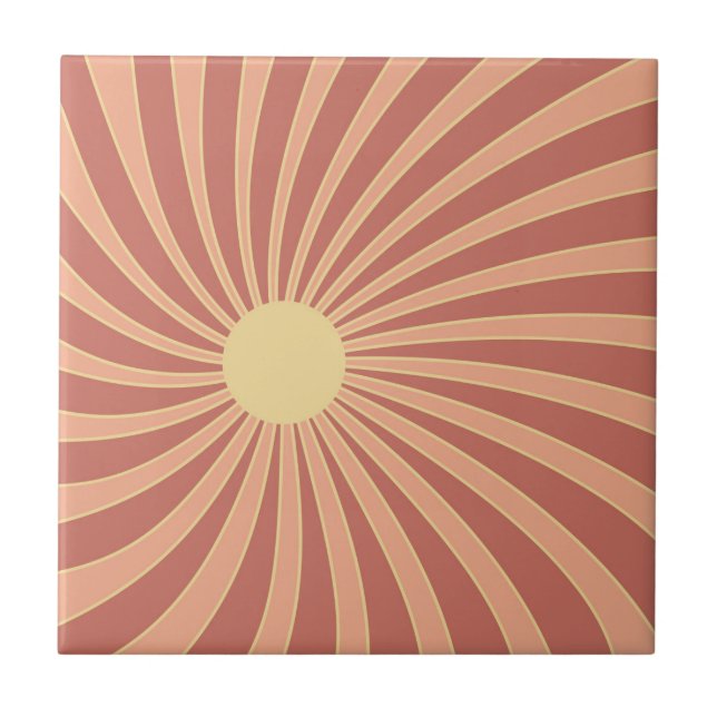 Rosa und orangefarbene Retrodesign Fliese (Vorderseite)