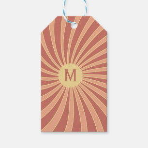 Rosa und orangefarbene Retrodesign Geschenkanhänger