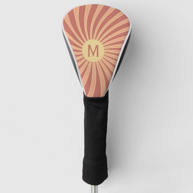 Rosa und orangefarbene Retrodesign Golf Headcover (Vorderseite)